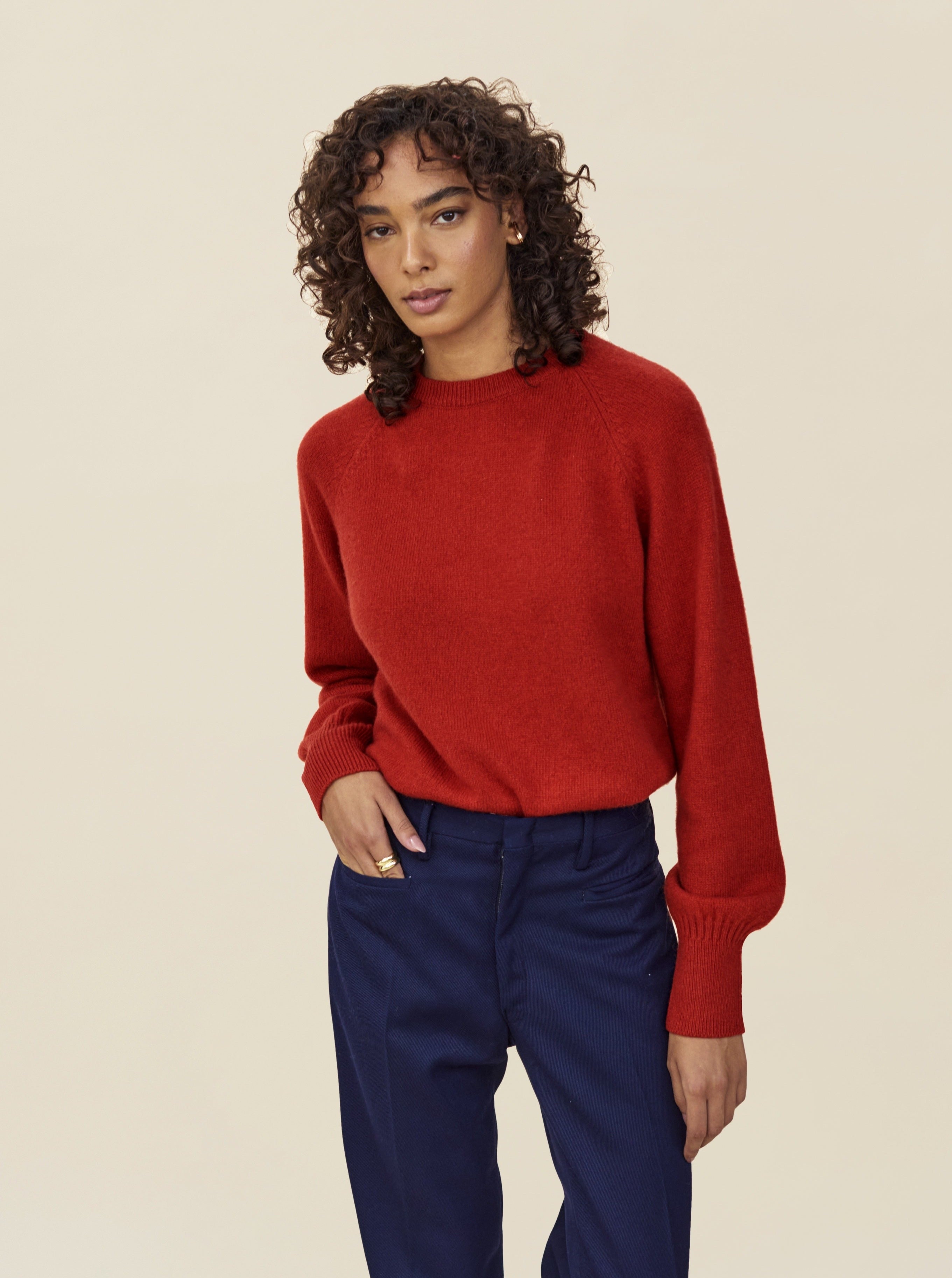 Sweater Crewneck in Red Cashmere Women