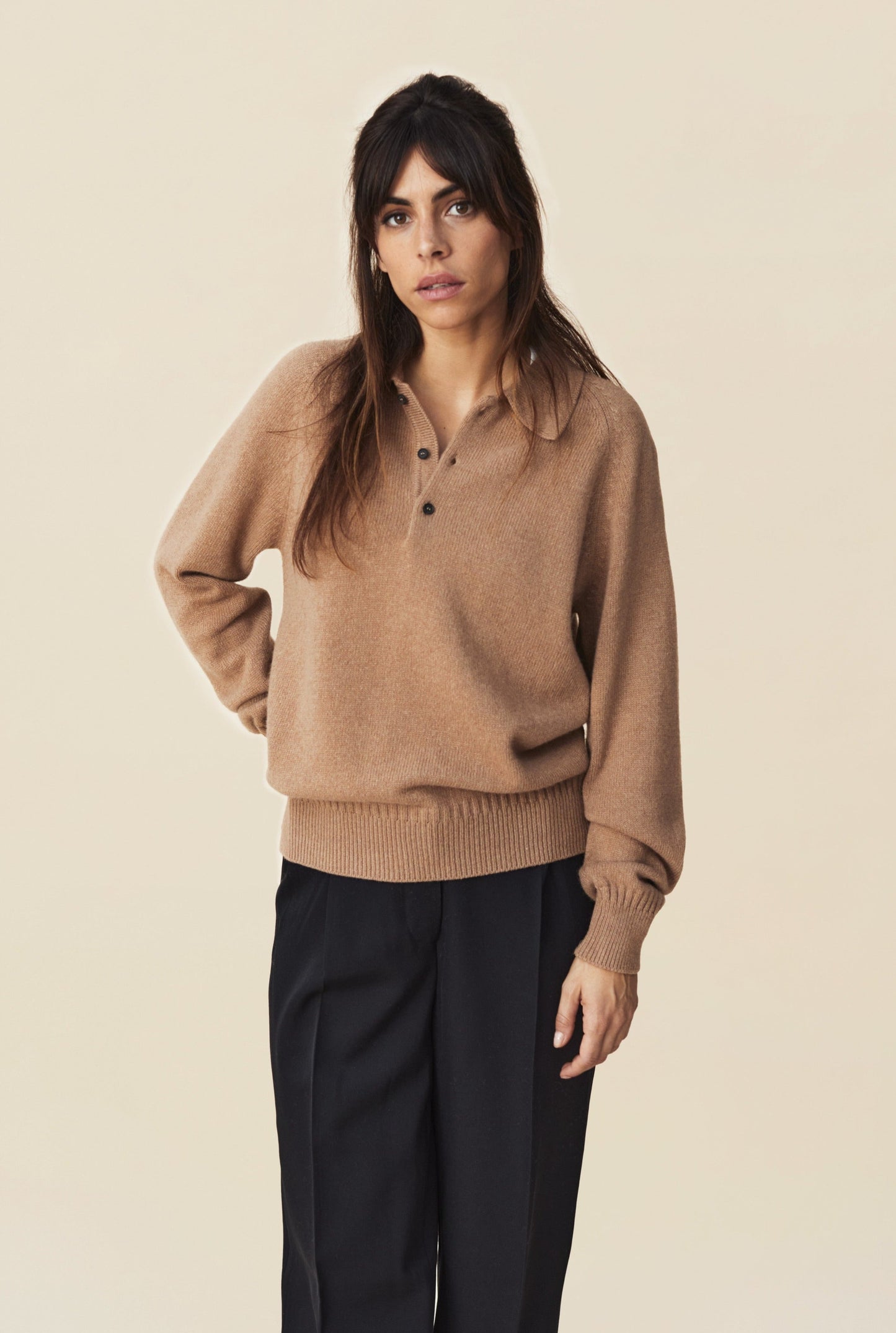Polo in Cashmere Camel Woman