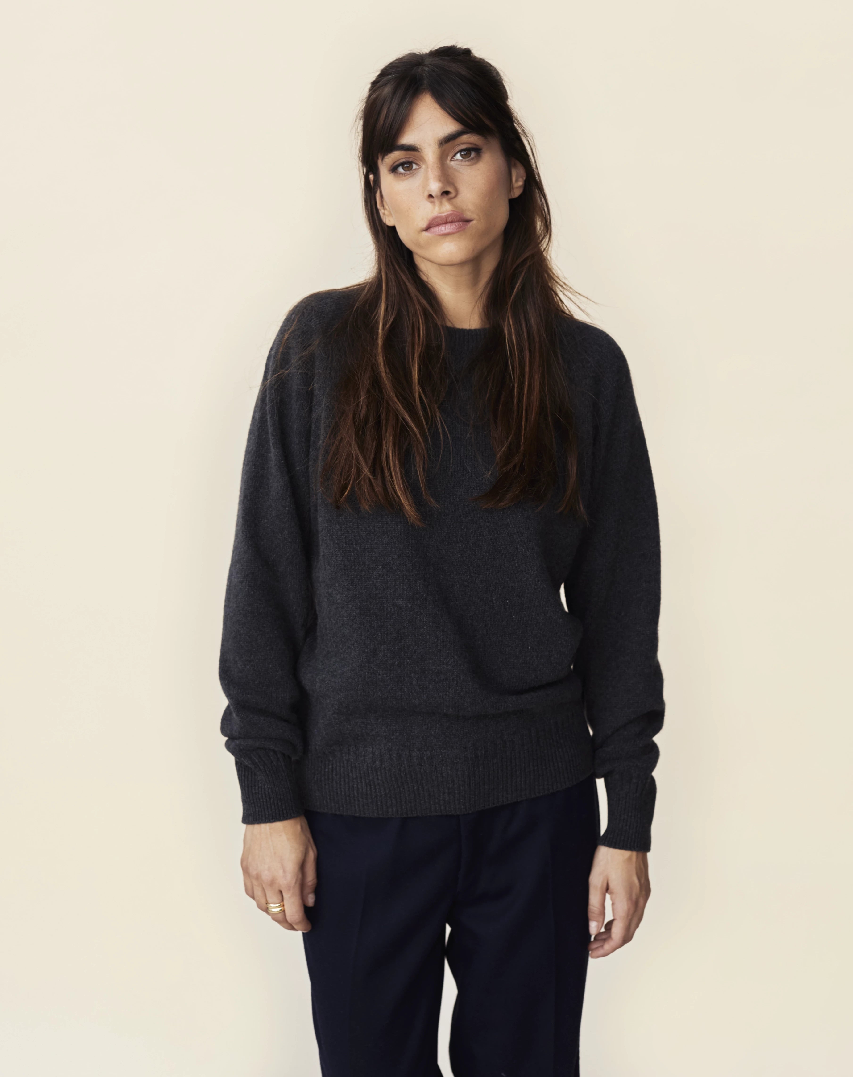 Sweater Crewneck in Cashmere Dark grey Women