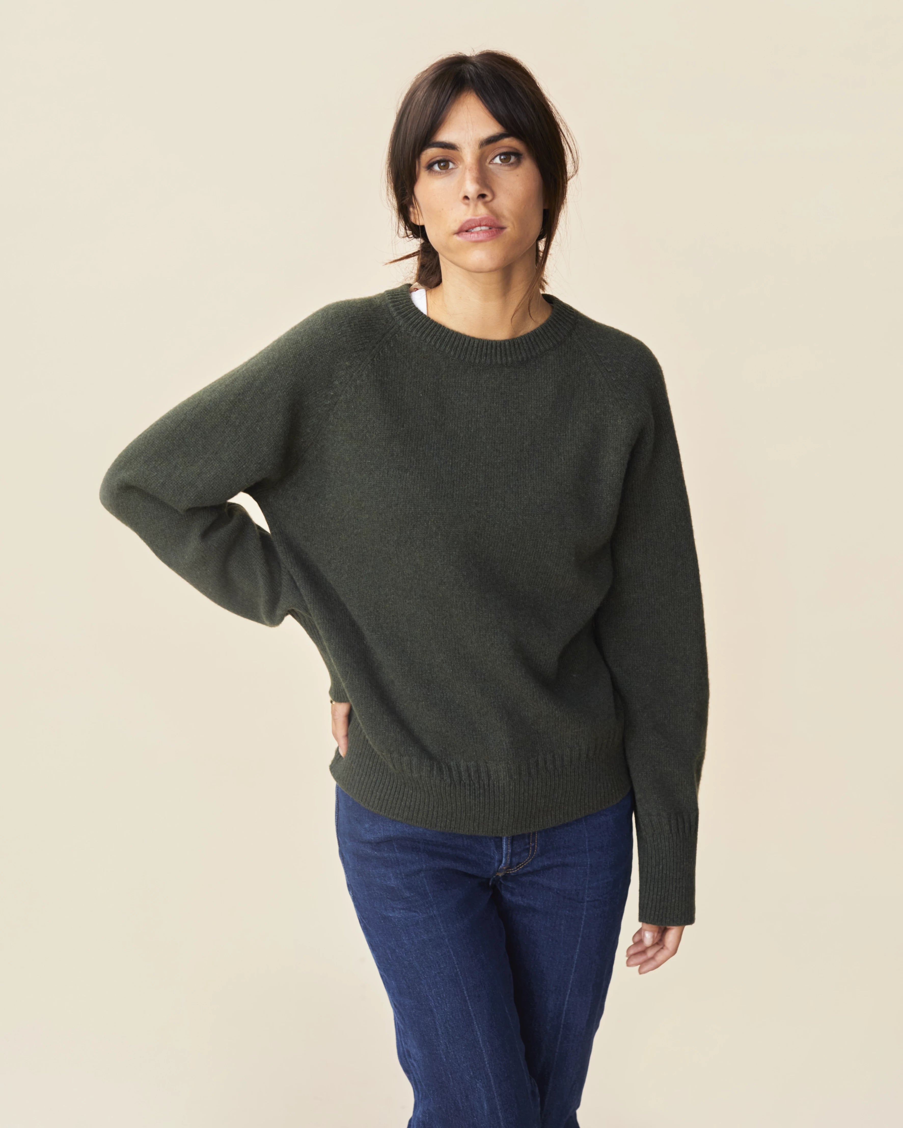 Sweater Crewneck in Cashmere Khaki Women