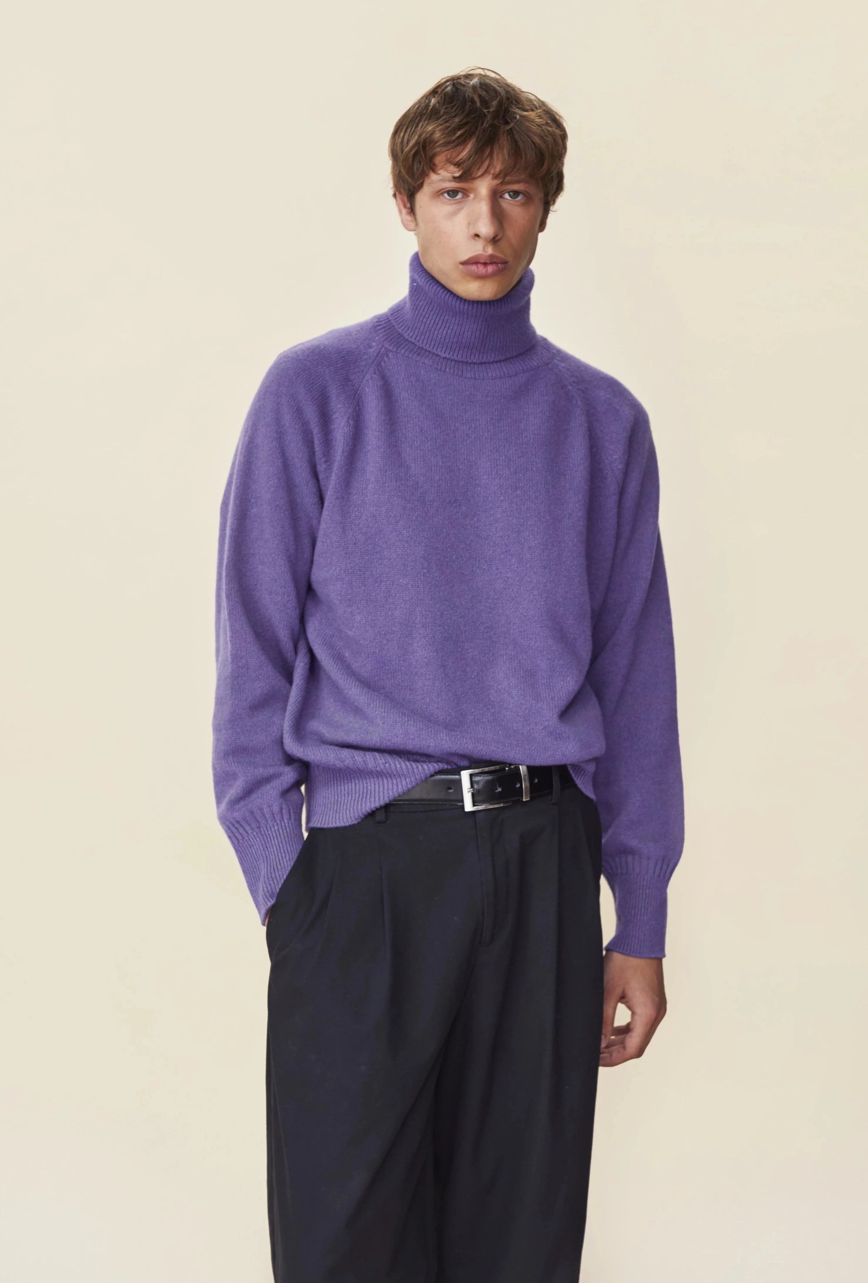 Men's purple turtleneck Cashmere