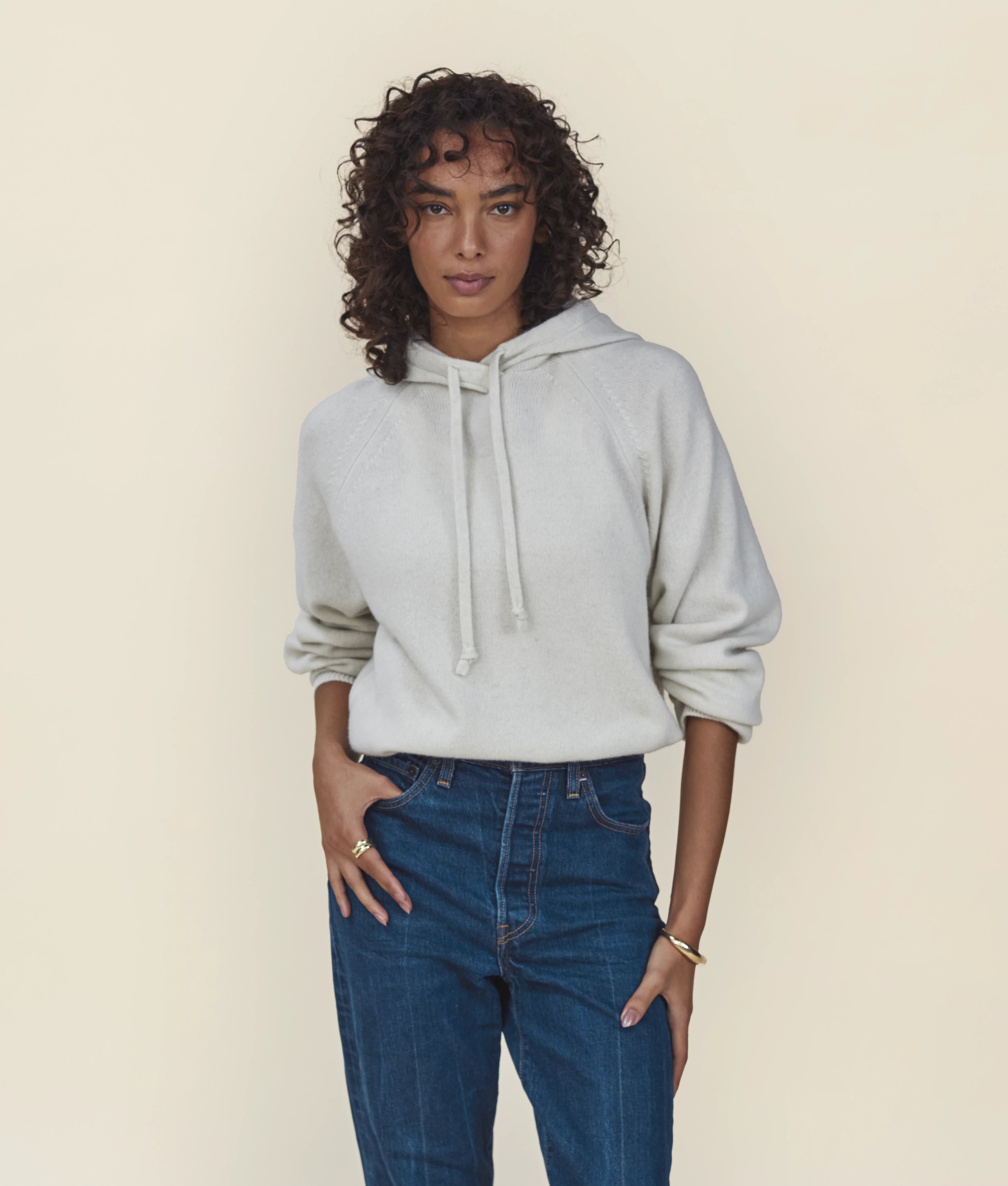 Women's wool hoodie and Cashmere Off-white