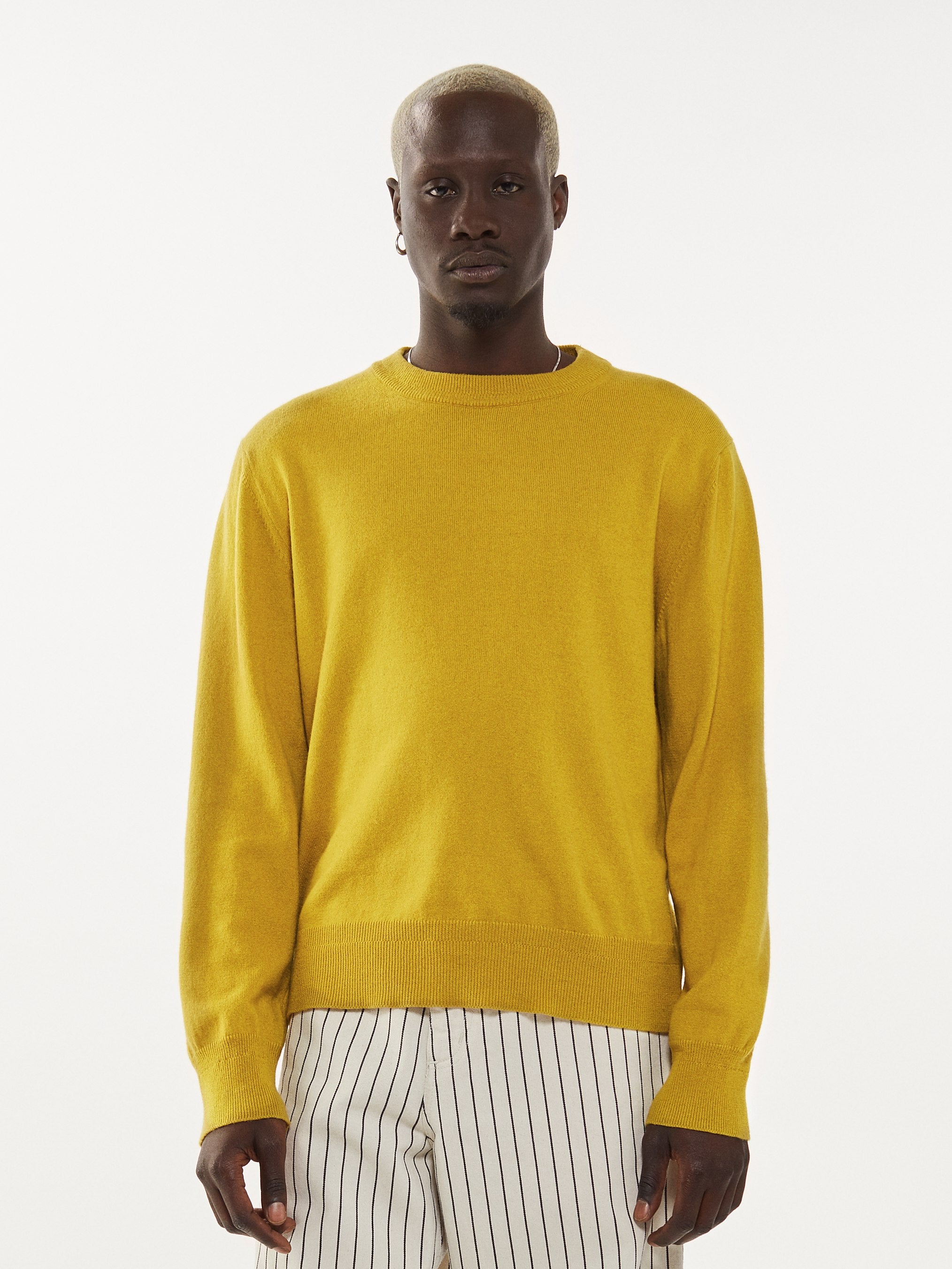 Men's Yellow Cotton and Recycled Sweater Cashmere