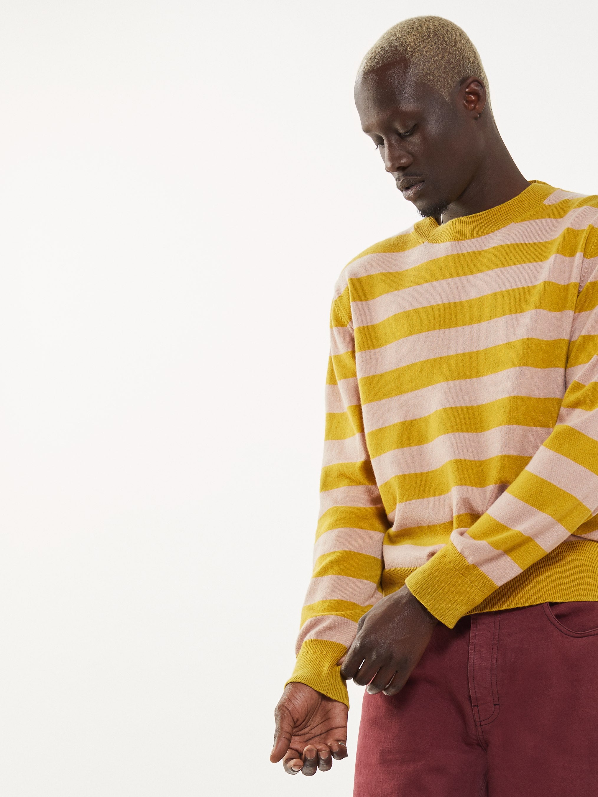 Men's recycled cotton and pink stripe sweater Cashmere