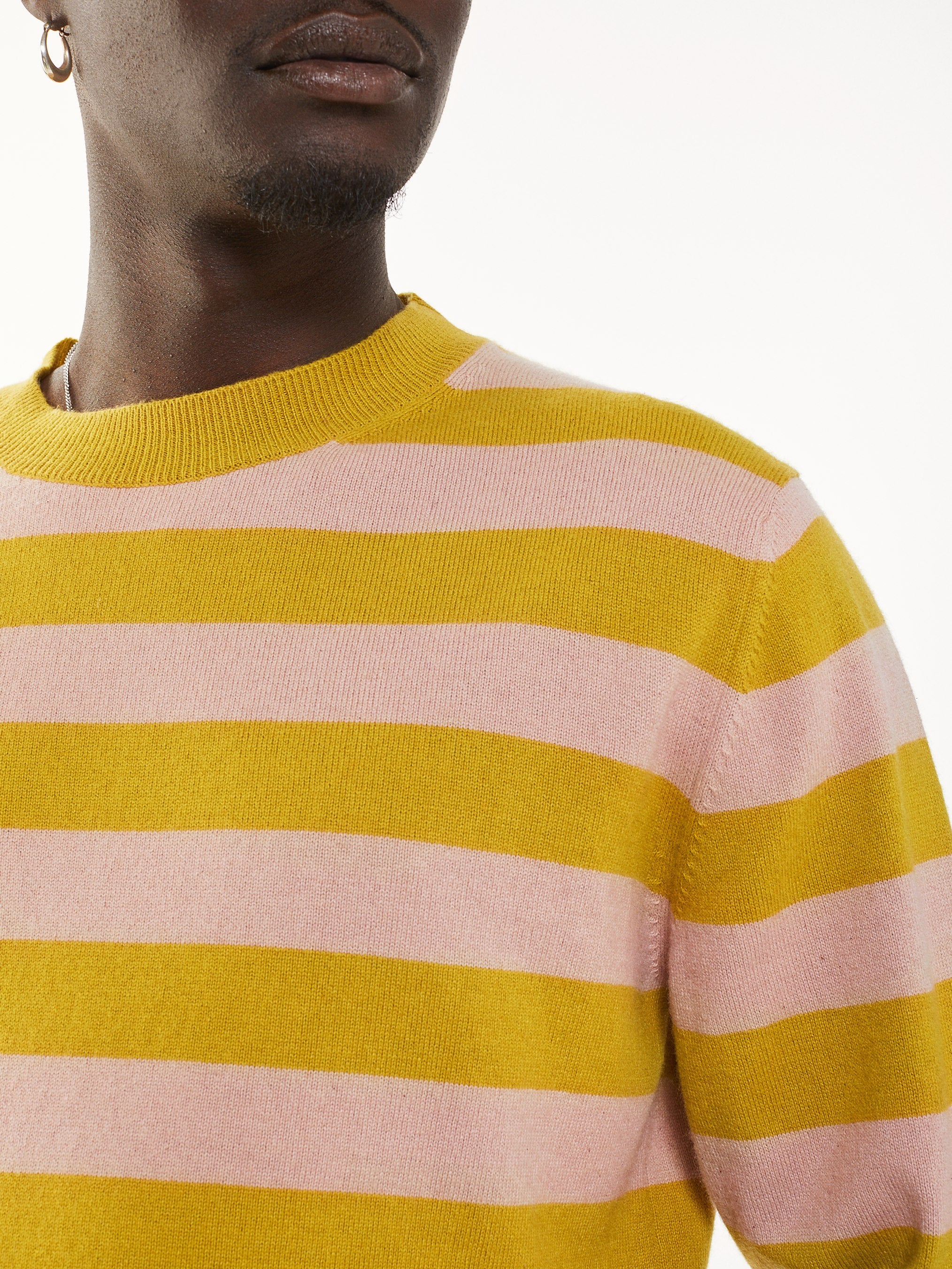 Men's Pink Recycled Cashmere & Cotton Striped Sweater