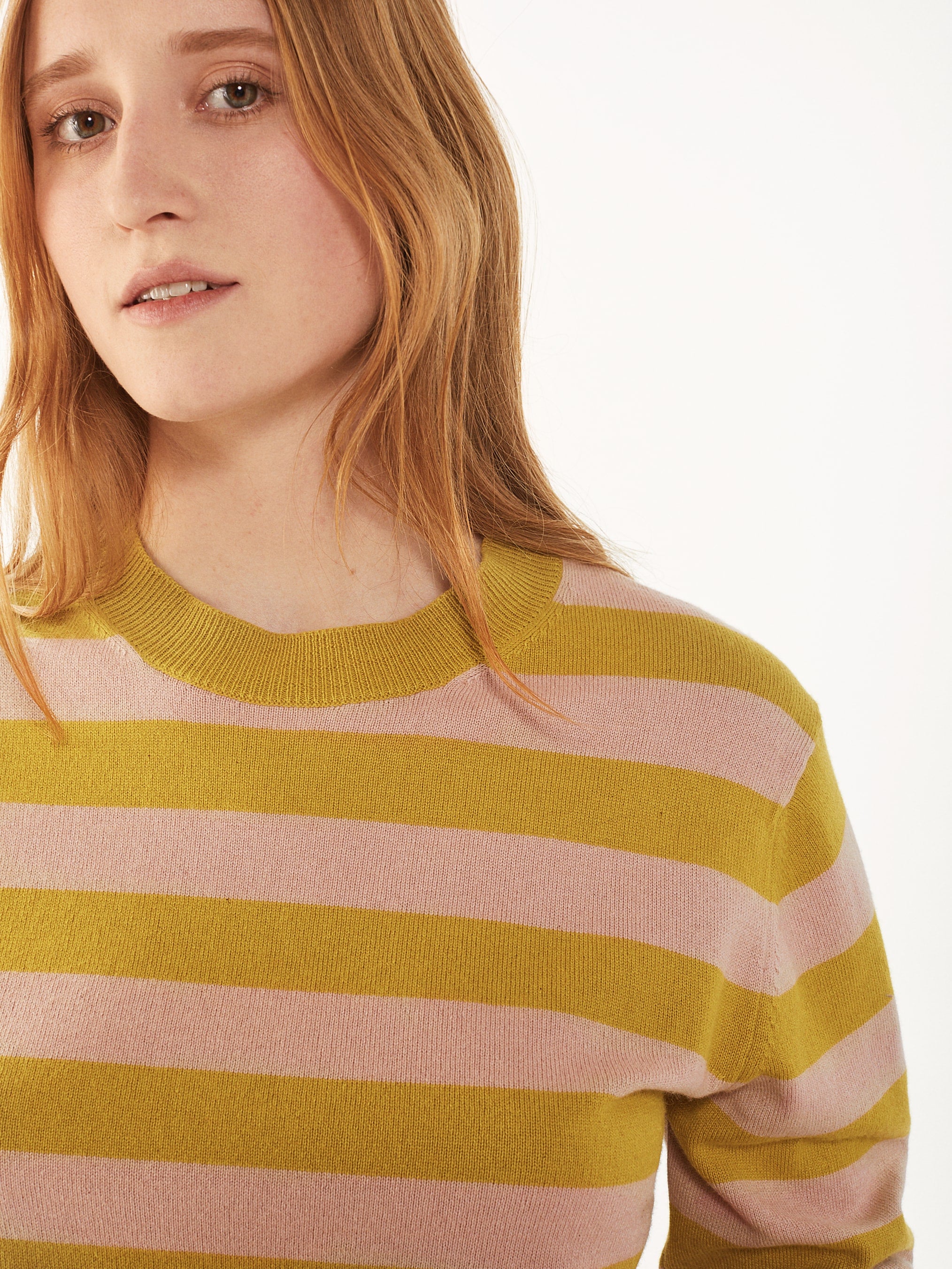Women's recycled cotton and pink stripe sweater Cashmere