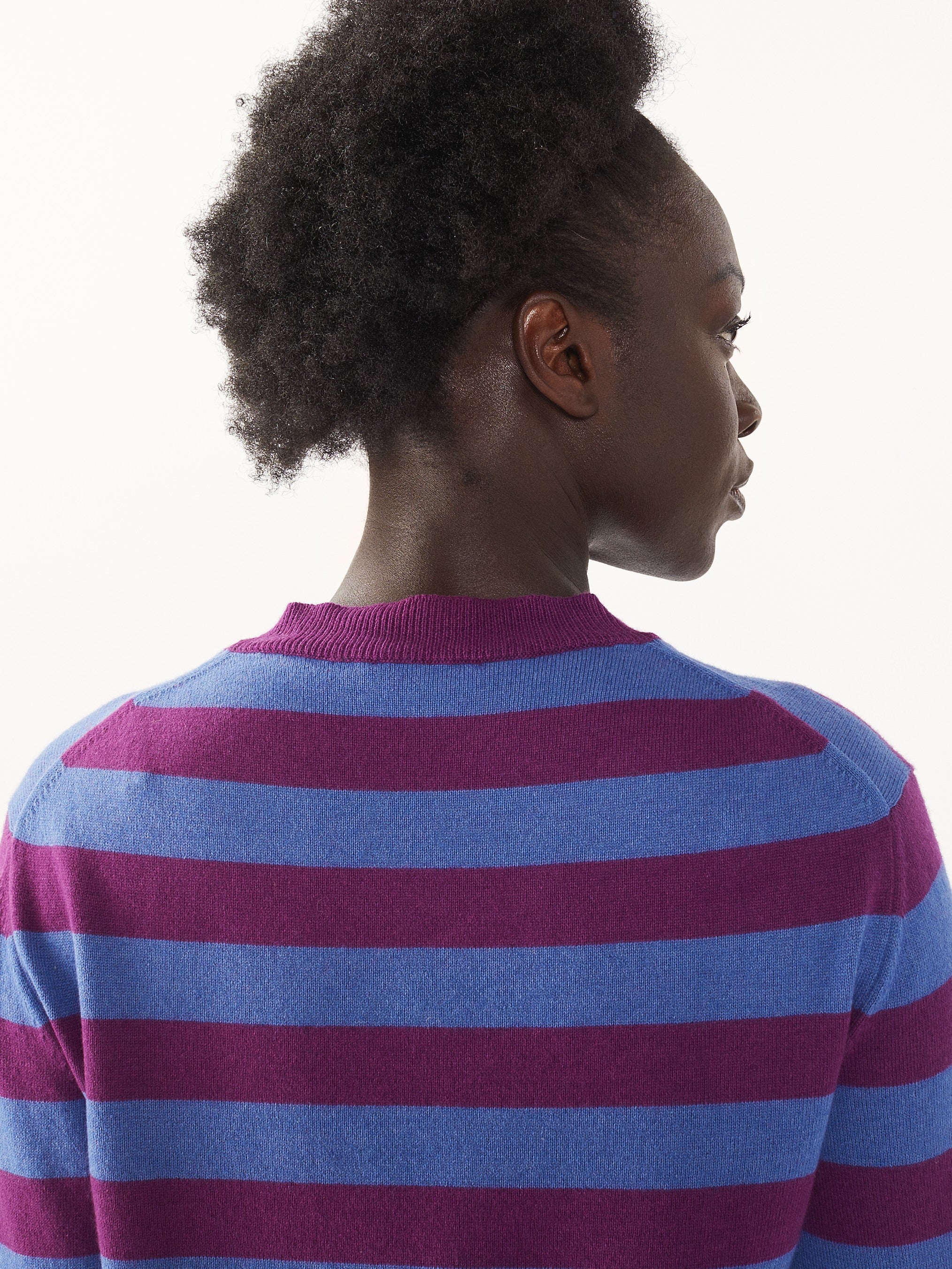 Women's Magenta Recycled Cashmere & Cotton Striped Sweater