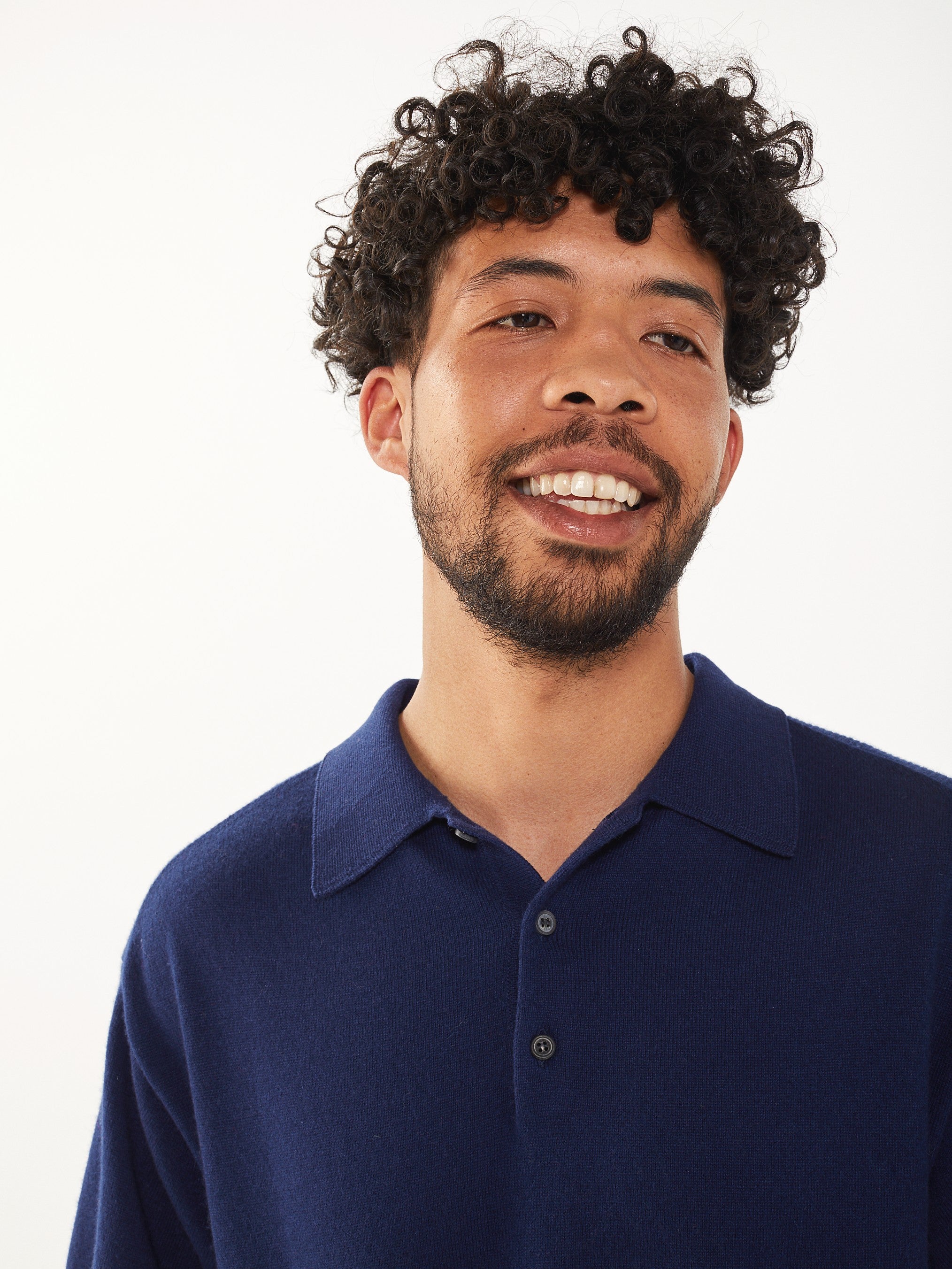 Men's Navy Recycled Cashmere & Cotton Polo