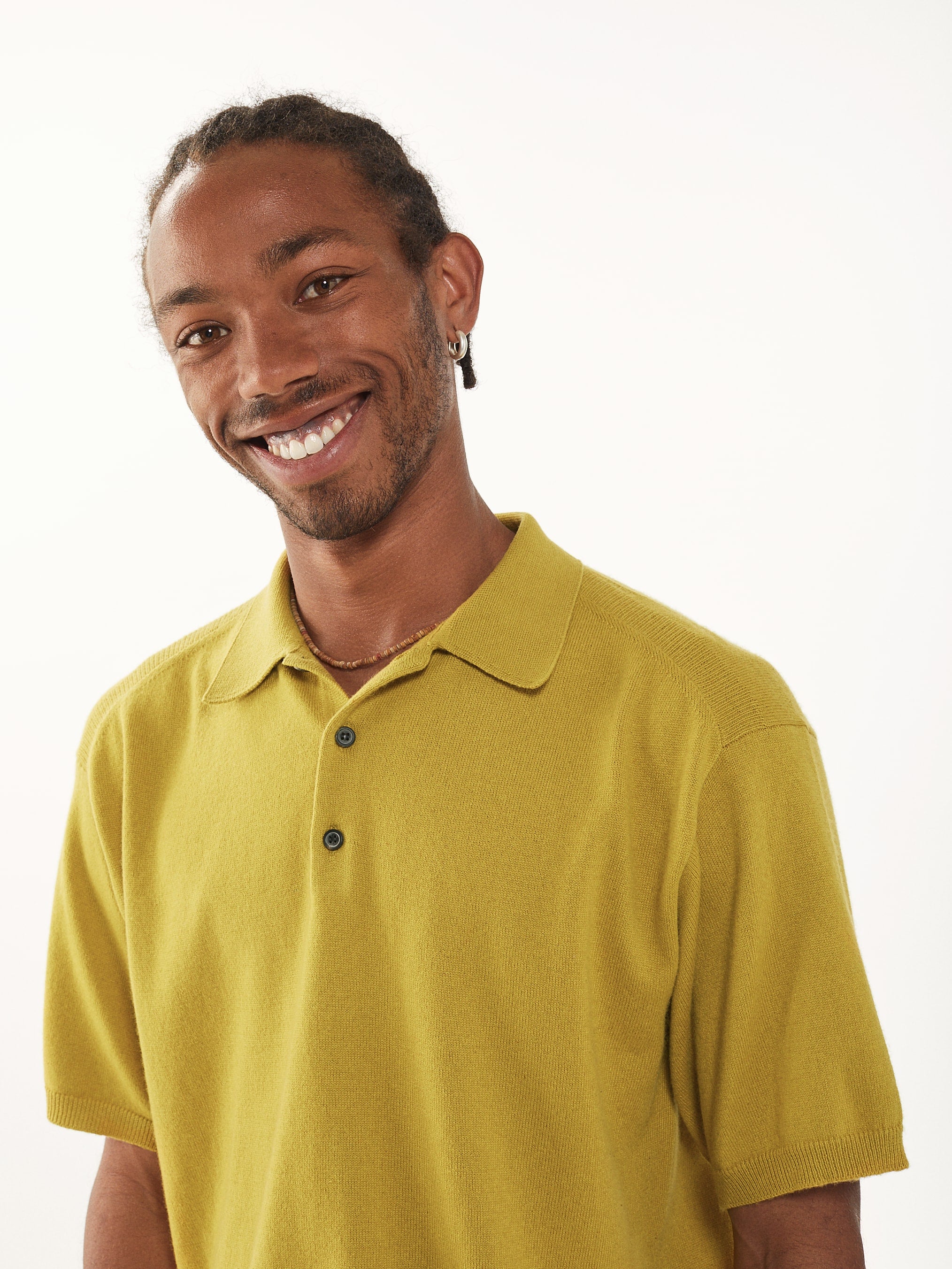 Men's Yellow Recycled Cashmere & Cotton Polo