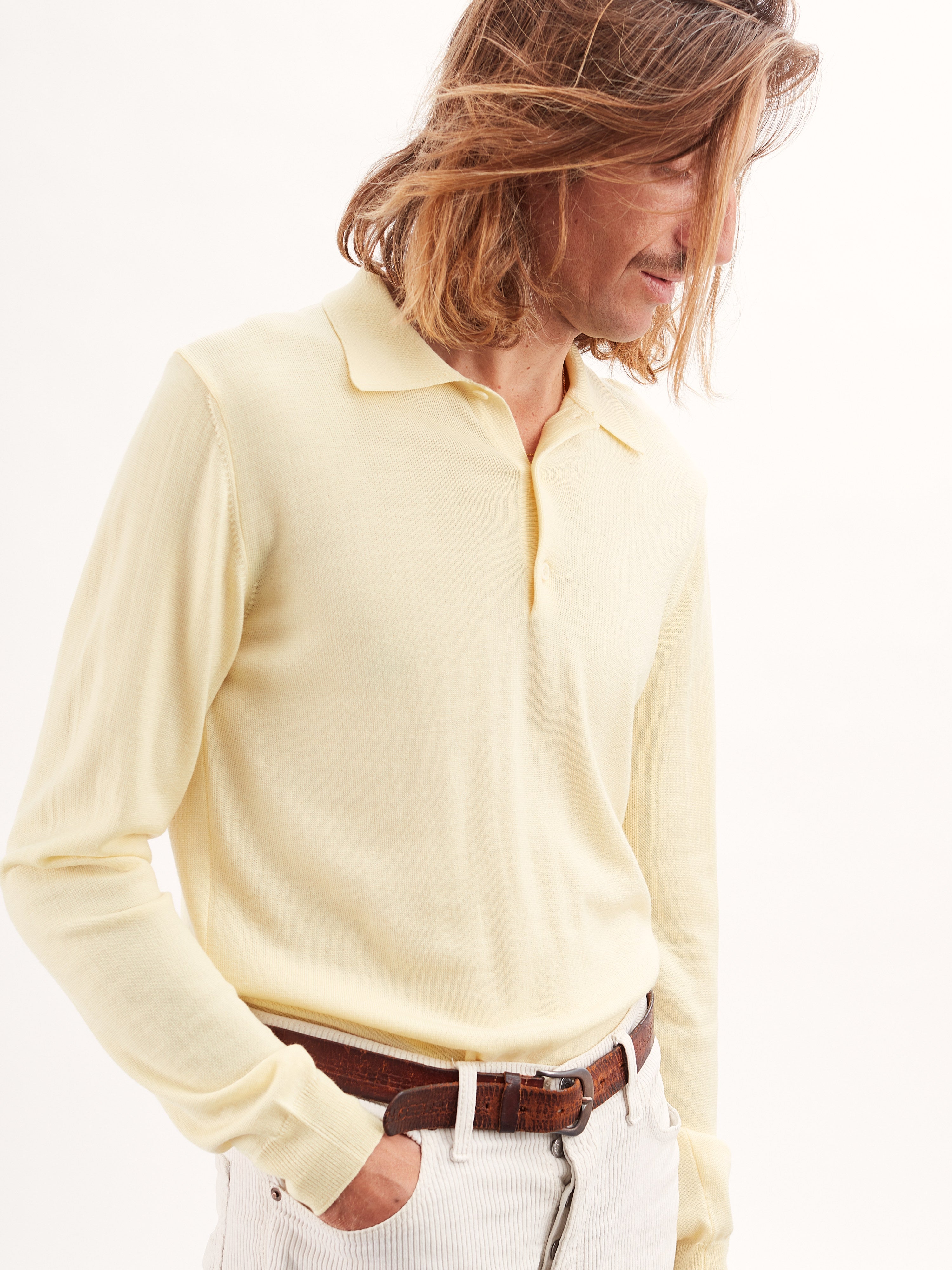 Men's Yellow Extrafine Wool Polo