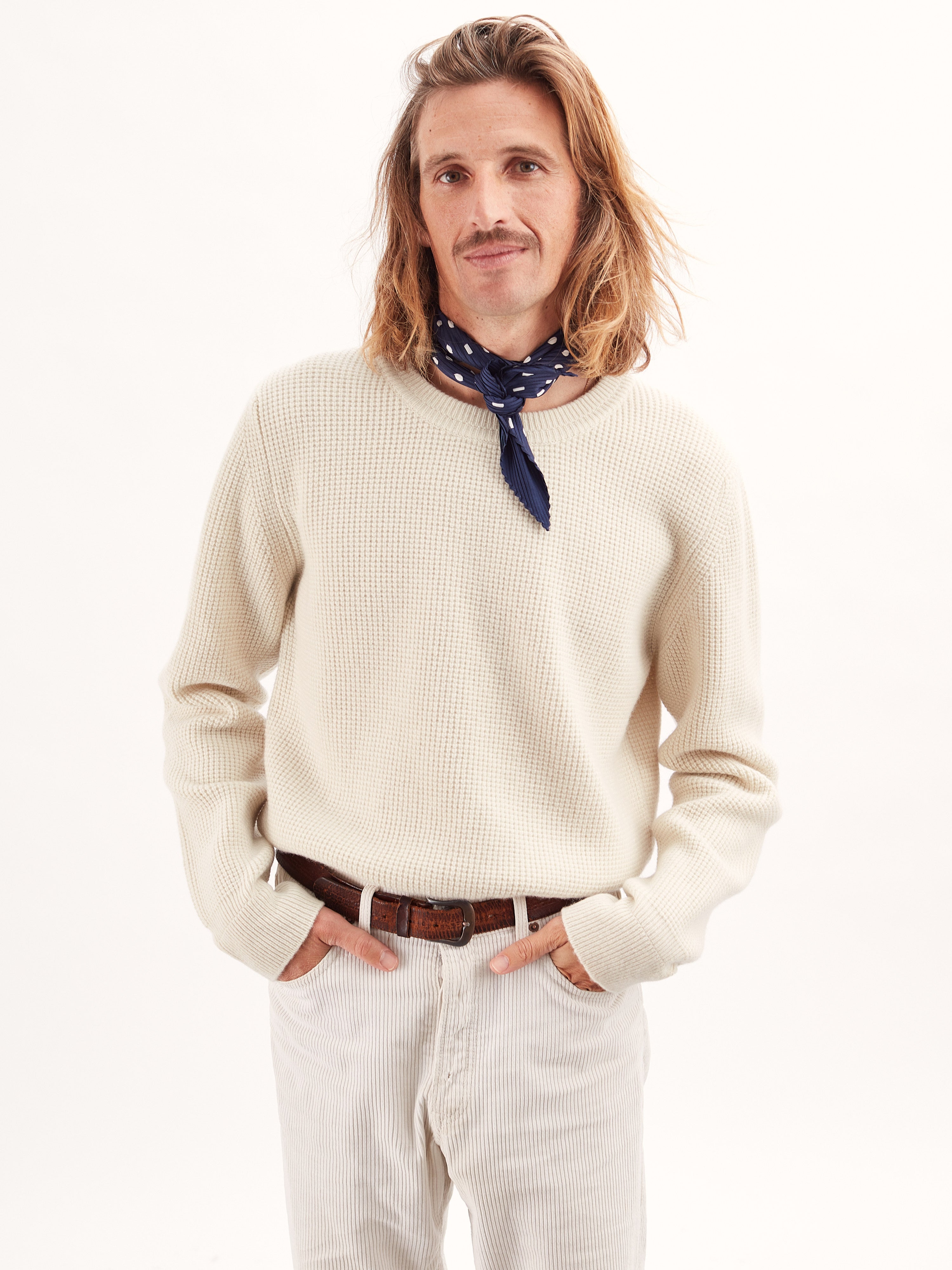 Crewneck recycled wool & Cashmere Off-white for men