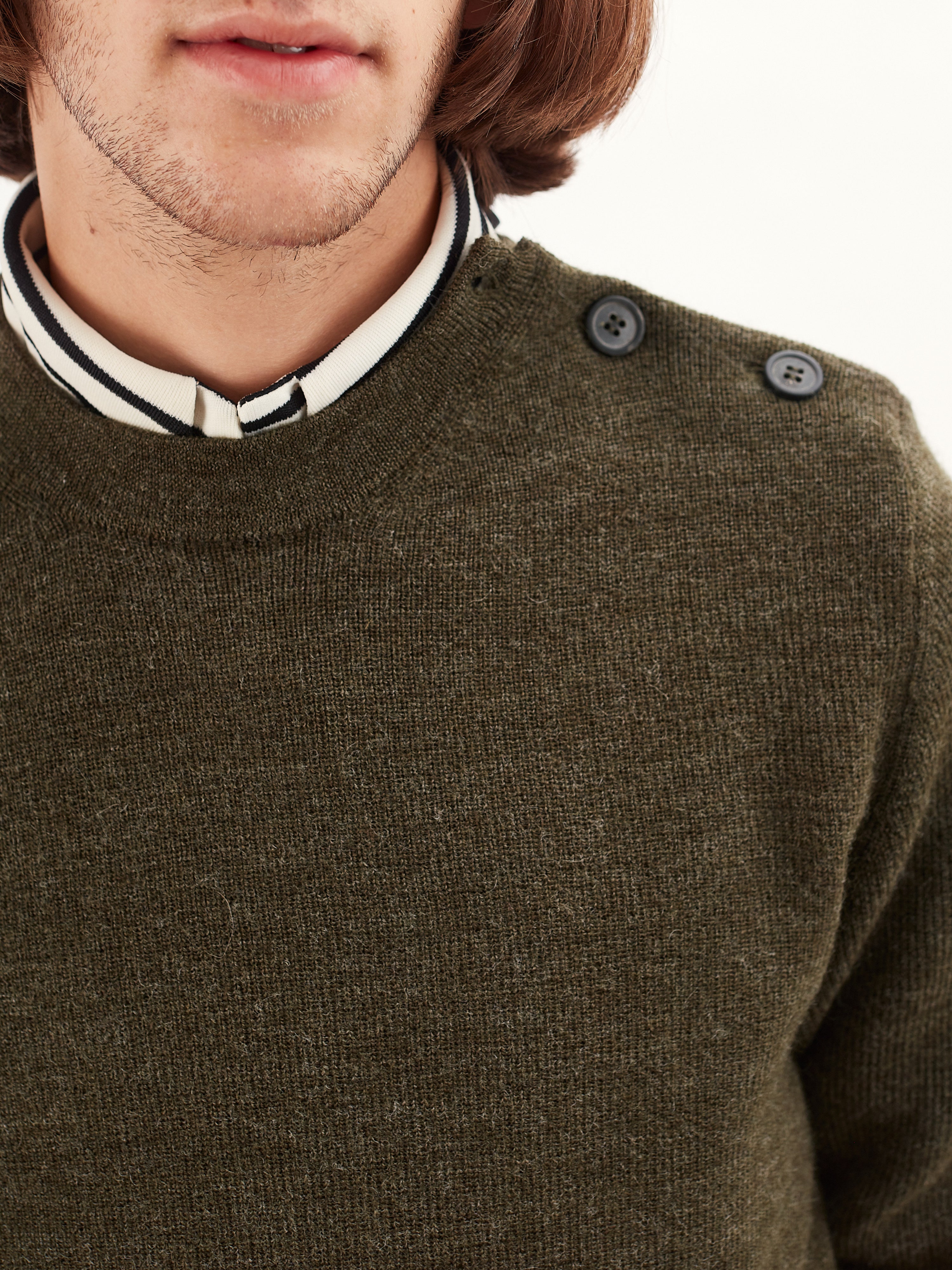 Men's Khaki Organic Wool Fisherman Sweater
