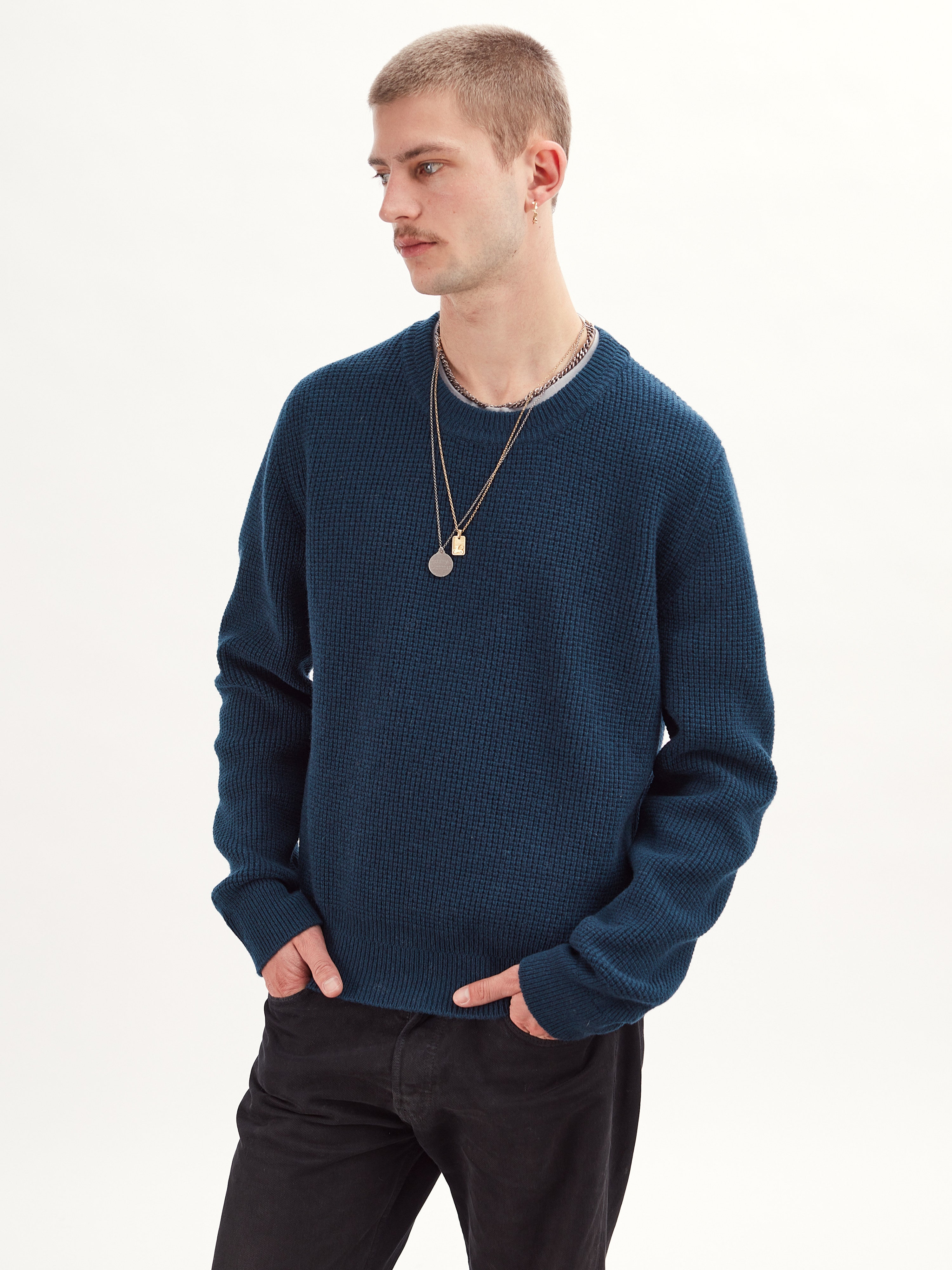 Crewneck wool & Cashmere recycled Ocean for men